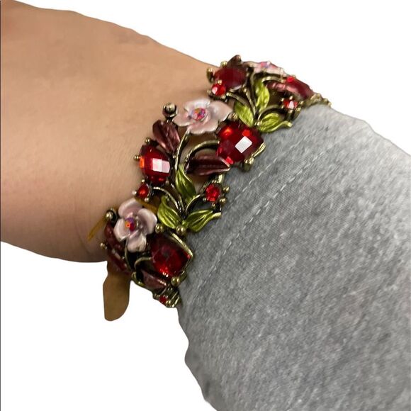Ruby red rhinestone cuff bracelet - Picture 1 of 9